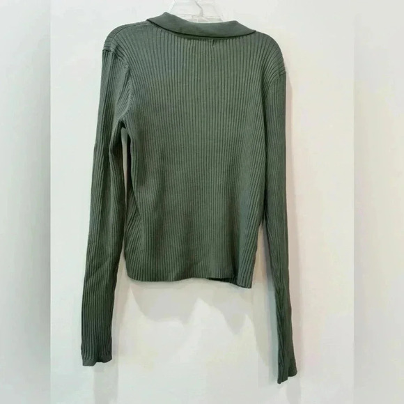 Calvin Klein Jeans Green Ribbed Half Button Sweater Size L - Picture 6 of 11